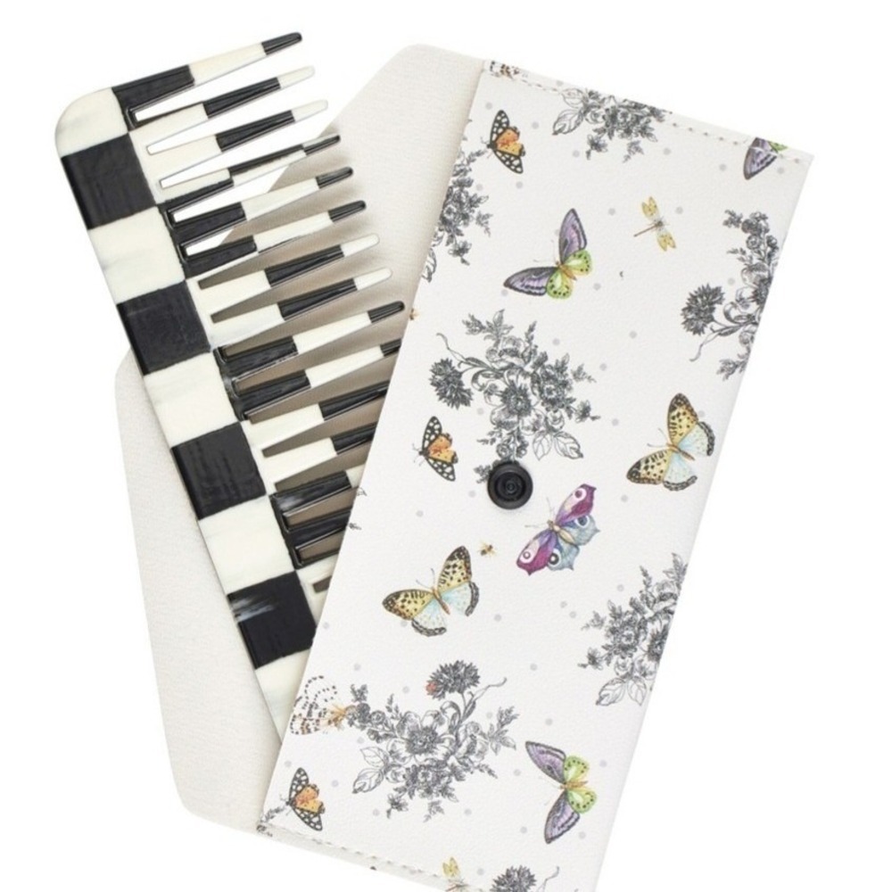 Goody x MacKenzie-Childs Hair Comb‎ OS Black White NEW Courtly Check Travel